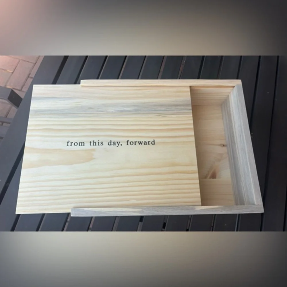 Artifact Uprising Reclaimed Wood Keepsake Box Black Engraving 8x11 NWT